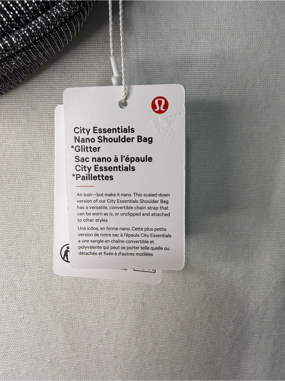 NWT Lululemon City Essential Nano Shoulder Bag Glitter Mini Shoulder Bag- Silver - Picture 3 of 6